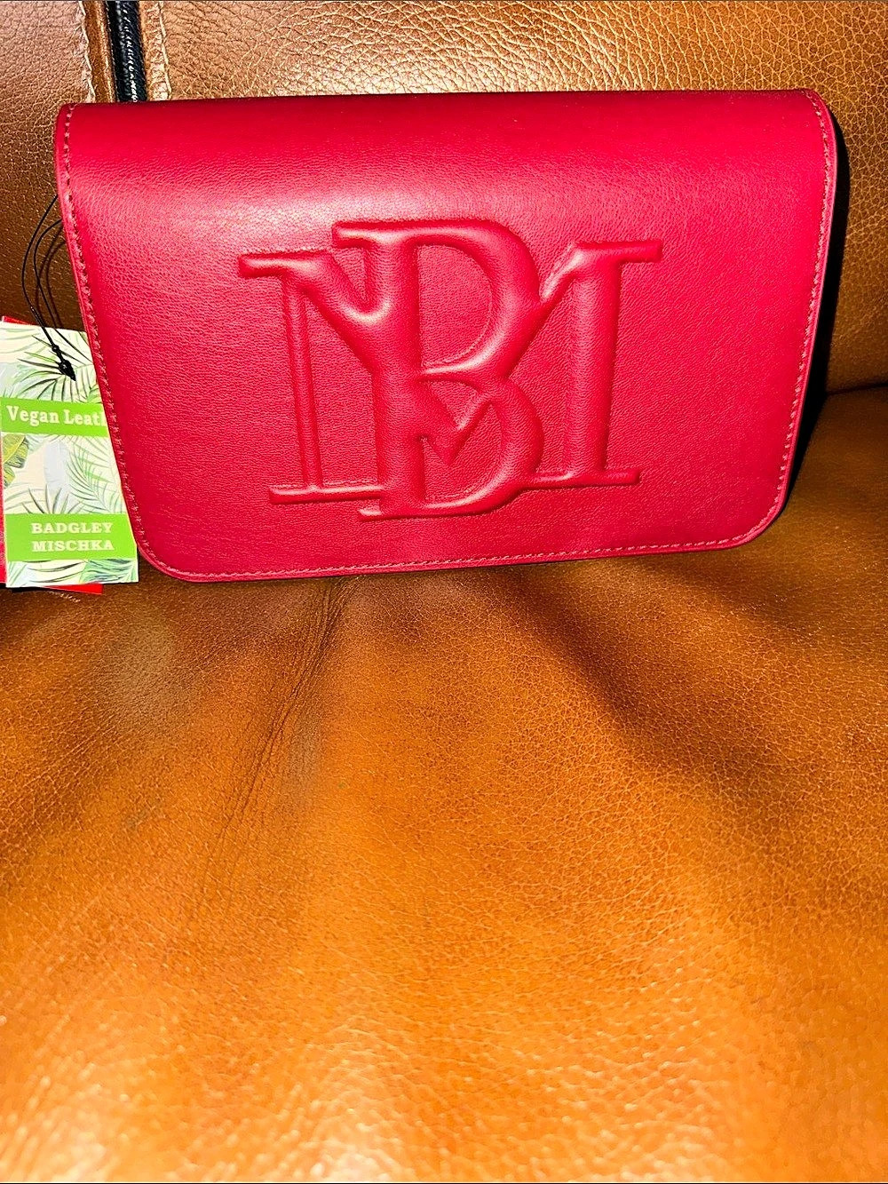 Badgley Mischka Debossed Logo Crossbody in Red